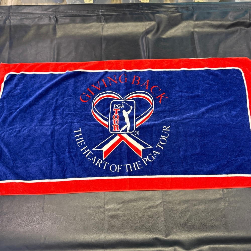 PGA Tour Golf Beach Towel OS Blue Red‎ Giving Back The Heart Of The PGA Tour